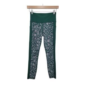 Athleta Women's Size XS Leggings Green Blue Floral‎ Print Chaturanga Full Length